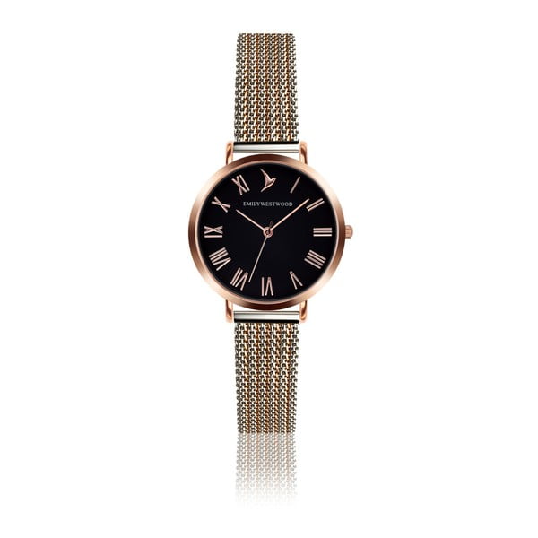 Zegarek damski z paskiem ze stali nierdzewnej w różowozłotym kolorze Emily Westwood Calina