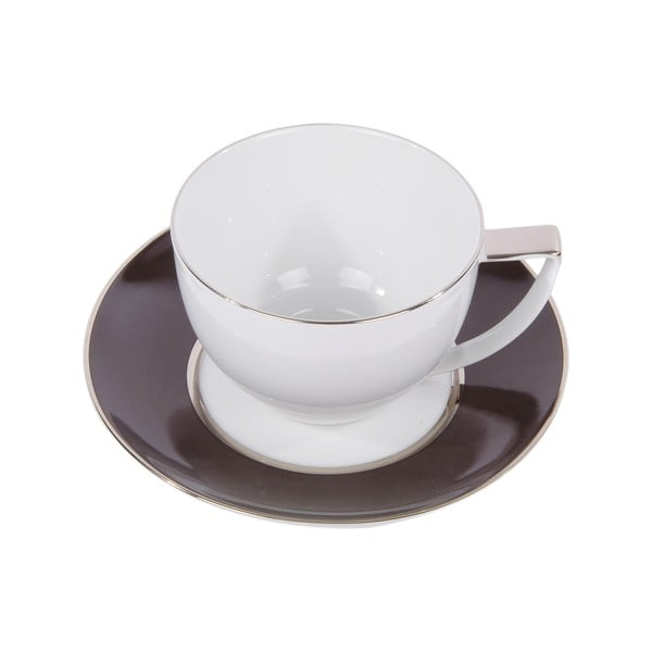 Komplet 6 filiżanek na herbatę, ze spodkiem, Ramponi Caffe Gray