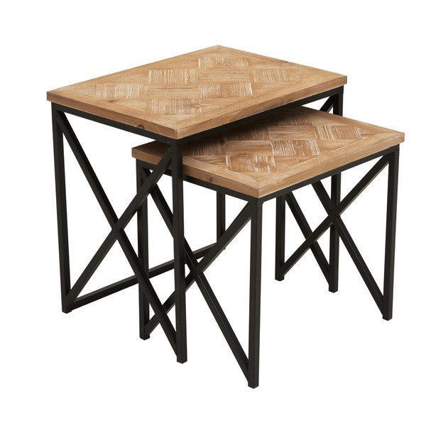 Stoliki zestaw z litego drewna jodłowego 2 szt. 38x51 cm Kickford – Premier Housewares