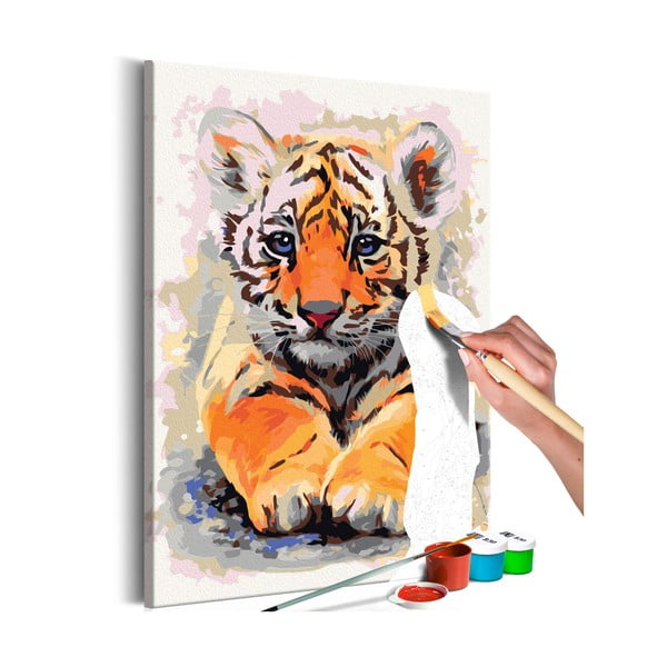 Zestaw płótna, farb i pędzli DIY Artgeist Baby Tiger, 60x40 cm