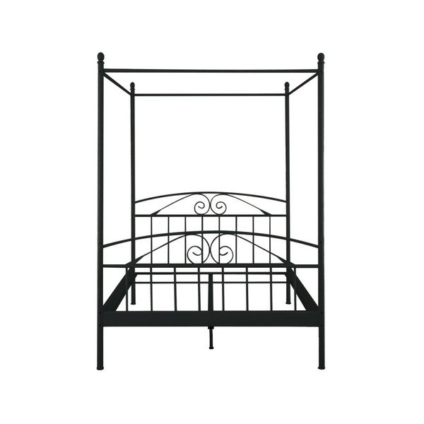 Czarne łóżko 2-osobowe z baldachimem Støraa Bibi, 180x200 cm-image-1