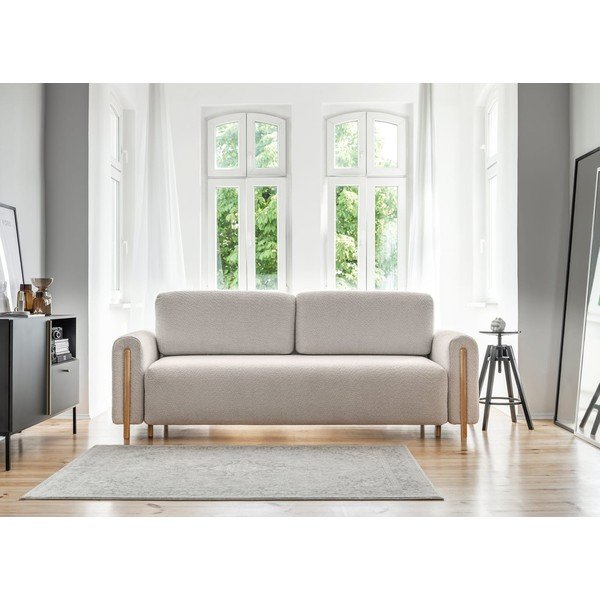 Beżowa rozkładana/ze schowkiem sofa z materiału bouclé 244 cm Arcadova – ELTAP-image-1
