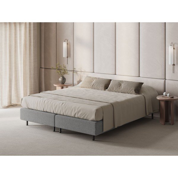 Szare tapicerowane łóżko dwuosobowe bez zagłówka 160x200 cm Whale – Micadoni -image-1