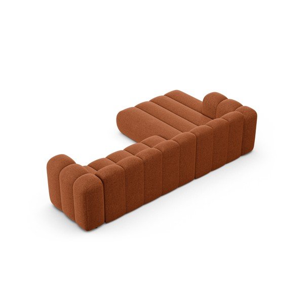 Ceglasty narożnik z tkaniny szenilowej (lewostronny/z szezlongiem) Lupine – Micadoni -image-3