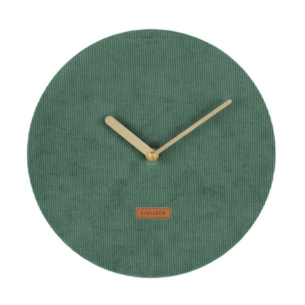Ciemnozielony zegar ścienny ze sztruksem Karlsson Corduroy, ⌀ 25 cm