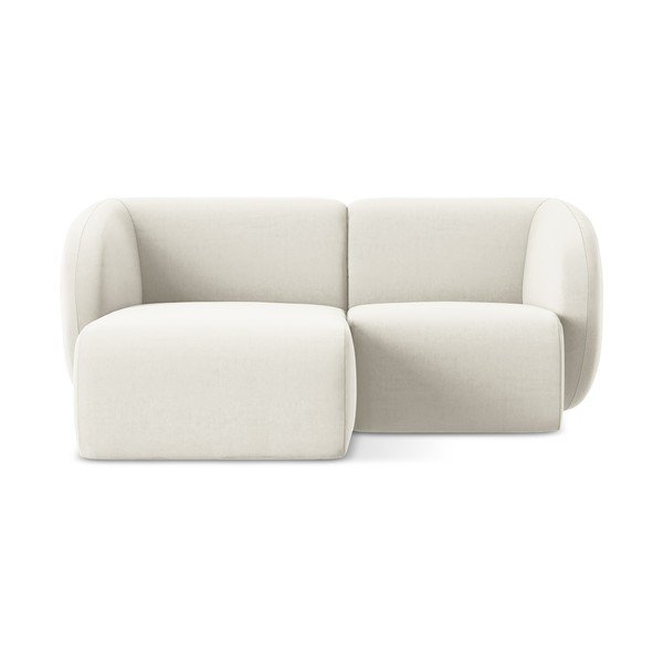 Beżowy aksamitny narożnik (lewostronny/z szezlongiem) Lani – Makamii