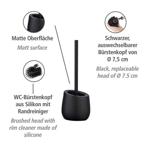 Szczotka do WC ceramiczna w kolorze matowej czerni Badi – Wenko-image-4