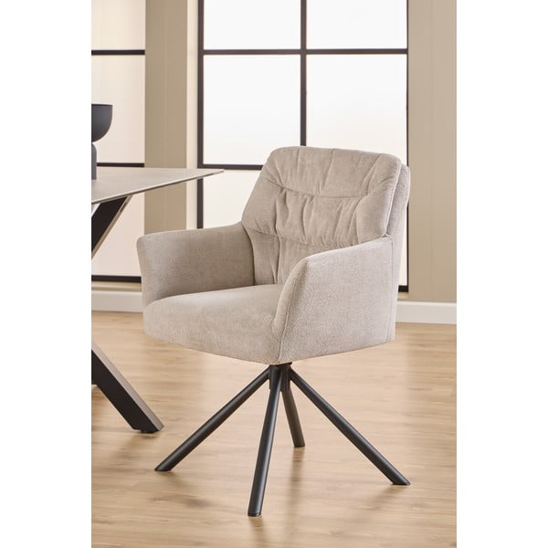 Beżowy tapicerowany fotel jadalniany z podłokietnikami Alonso – Actona-image-4