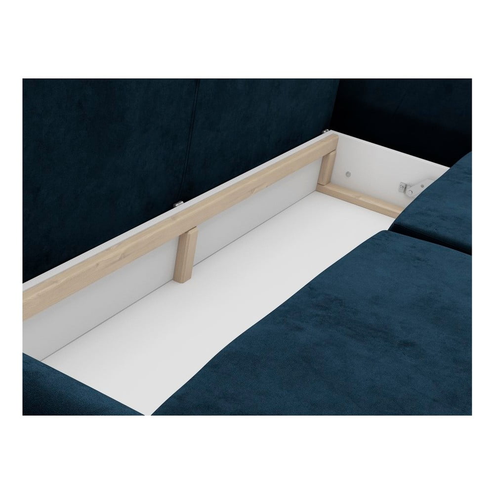Granatowa 3-osobowa sofa rozkładana z aksamitnym obiciem Windsor & Co Sofas Pyxis (zdjęcie 5)