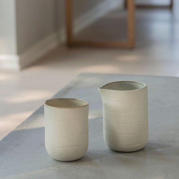 Białe kamienne kubki zestaw 2 szt. 0.3 l Sand Grain – Mette Ditmer Denmark-image-1