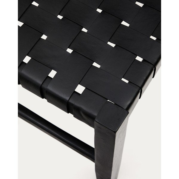 Czarna skórzana  ławka Calixta – Kave Home-image-3