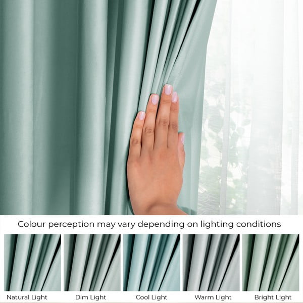 Jasnozielona aksamitna zasłona częściowo zaciemniająca (dimout) 140x270 cm Eyelets – Restilo-image-4