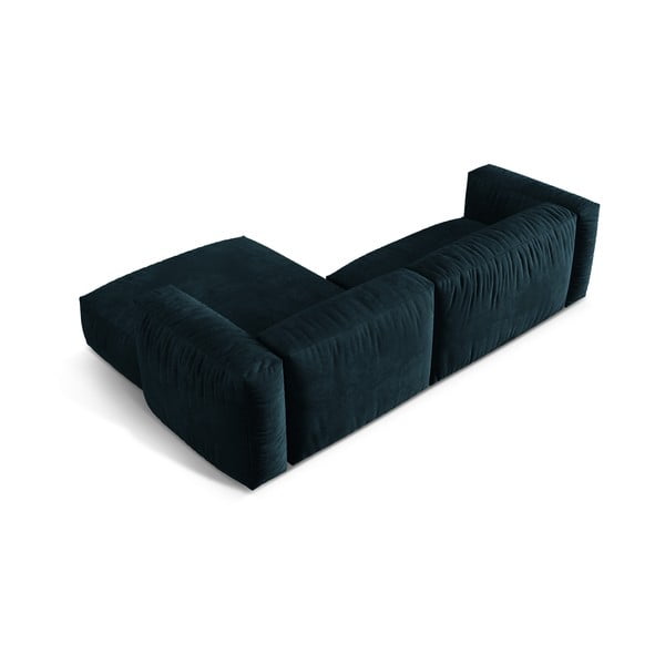 Ciemnoniebieski aksamitny narożnik modułowy (prawostronny/z szezlongiem) Martina – Micadoni -image-3