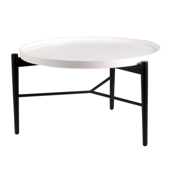 Biały stolik z czarną konstrukcją sømcasa Eric