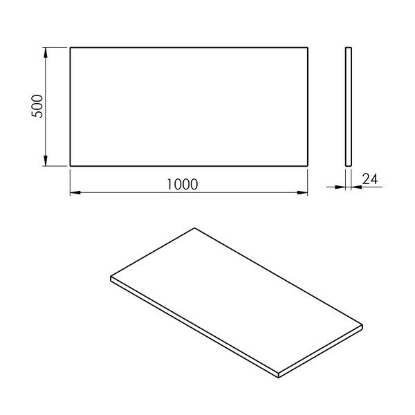 Biały blat łazienkowy  100x50 cm Plato – Sapho-image-2