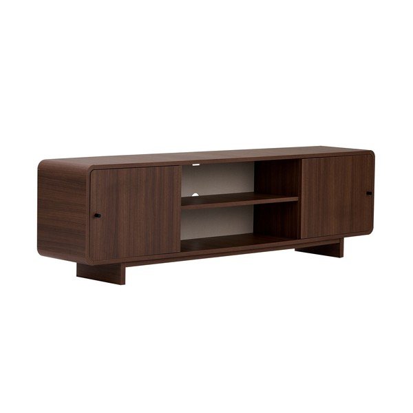 Szafka pod TV w dekorze orzecha w ciemnym naturalnym kolorze 180x52x34 cm Mirel – Nordure