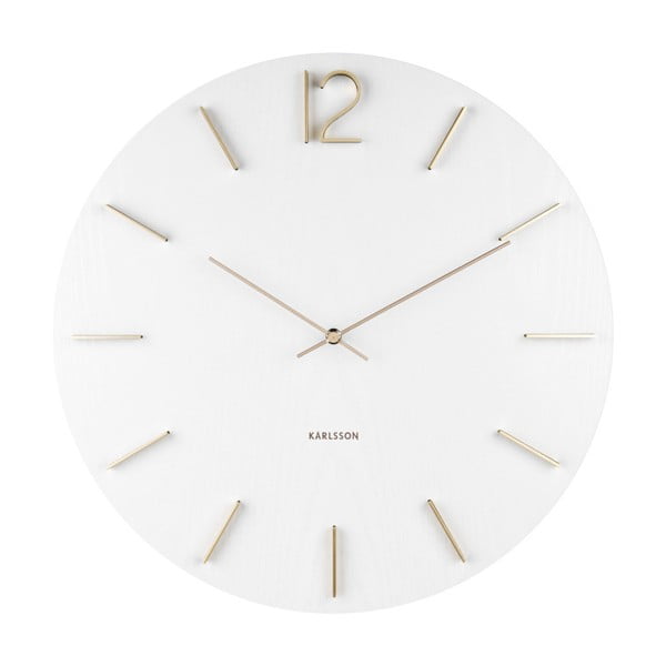Biały zegar ścienny Karlsson Meek, ⌀ 50 cm