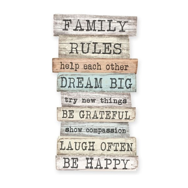 Tabliczka 30x50 cm Family Rules – Really Nice Things