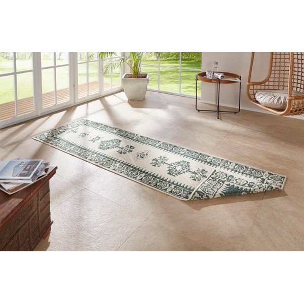Zielono-kremowy chodnik odpowiedni na zewnątrz NORTHRUGS Duque, 80x350 cm-image-2