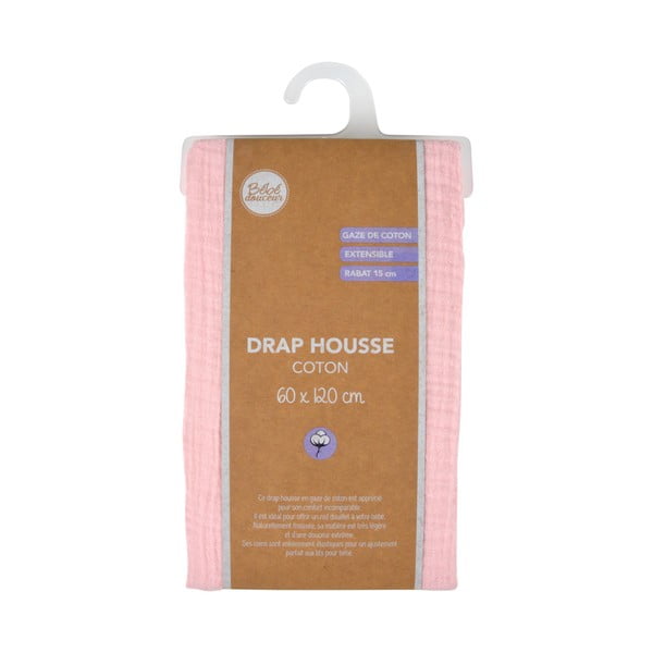 Muślinowe prześcieradło dziecięce do łóżeczka z gumką 60x120 cm – Bébé Douceur-image-3