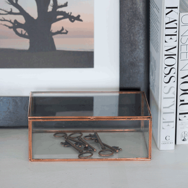 Szklana szkatułka Copper Trinket, 12x18 cm