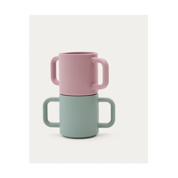 Jasnoróżowo-turkusowe silikonowe kubki dla dzieci zestaw 2 szt. Lili – Kave Home-image-4