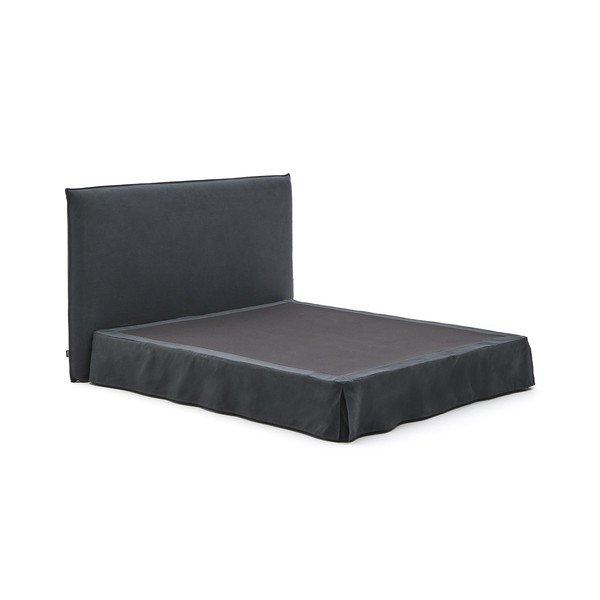 Antracytowe tapicerowane łóżko dwuosobowe 180x200 cm Jaira – Kave Home