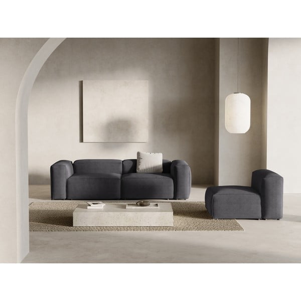 Ciemnoszara sztruksowa sofa 264 cm Bergamo – Cosmopolitan Design-image-1