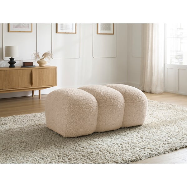Beżowy podnóżek z materiału bouclé Hippolyte – Bobochic Paris-image-1