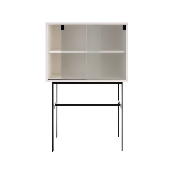 Szarobeżowa witryna z drzwiami przesuwnymi 70x109x40 cm Lekko – noo.ma-image-3