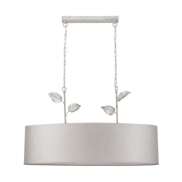 Lampa wisząca w kolorze srebra z połyskiem z tekstylnym kloszem Noemi – LAMKUR