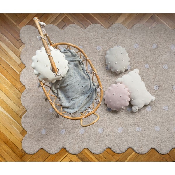 Beżowy bawełniany dywan dziecięcy tkany ręcznie odpowiedni do prania 120x160 cm Biscuit Beige – Lorena Canals-image-1