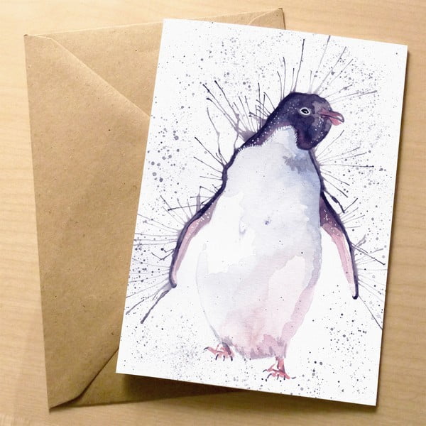 Kartka okolicznościowa Wraptious Splatter Penguin