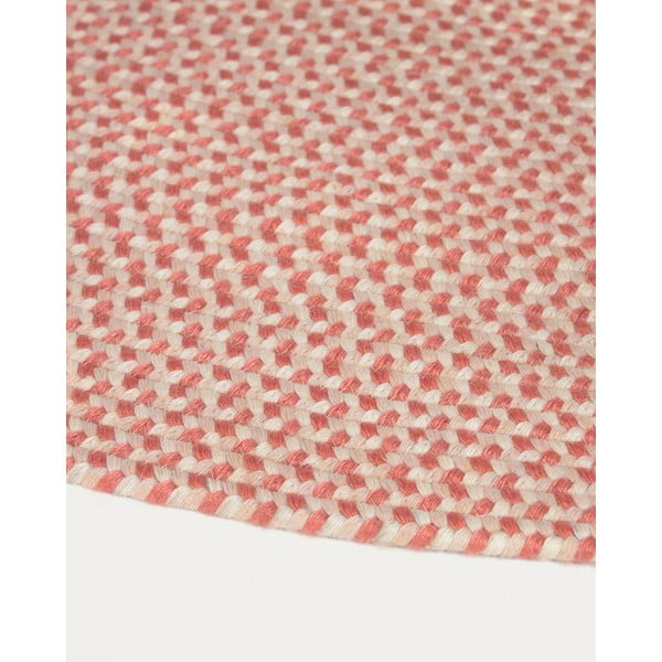 Różowy okrągły dywan odpowiedni na zewnątrz z włókien z recyklingu ø 150 cm Rodhe – Kave Home-image-3