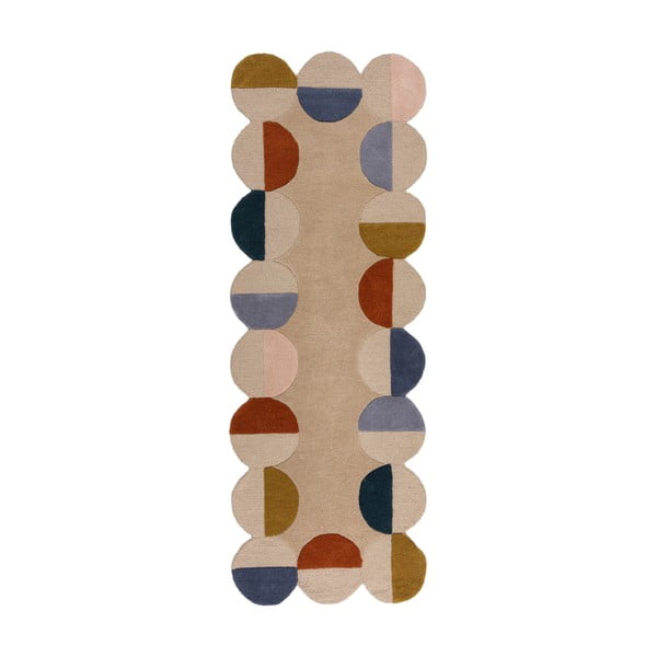 Beżowy wełniany chodnik tkany ręcznie 80x230 cm Mia Scallop Frame – Flair Rugs