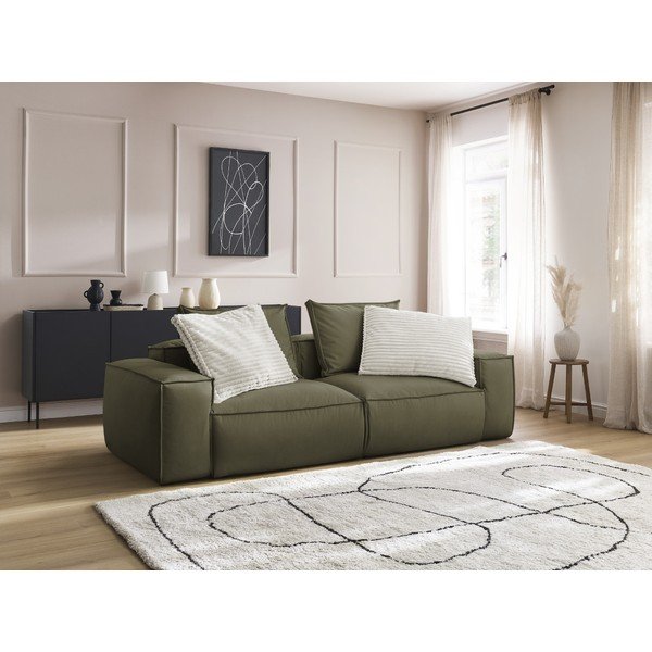 Zielona sofa z imitacji skóry 260 cm Boheme – Bobochic Paris-image-1