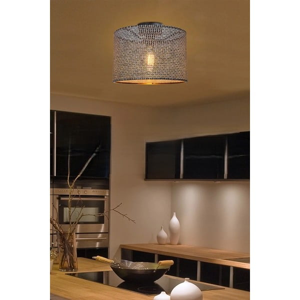 Szara lampa sufitowa z tekstylnym kloszem ø 38 cm Goza – Squid Lighting-image-1