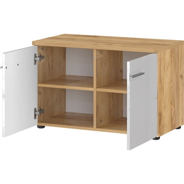 Biała szafka na buty w dekorze dębu z siedziskiem Aledo – Germania-image-3