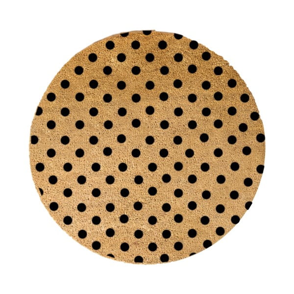 Okrągła wycieraczka z naturalnego włókna kokosowego Artsy Doormats Dots, ⌀ 70 cm
