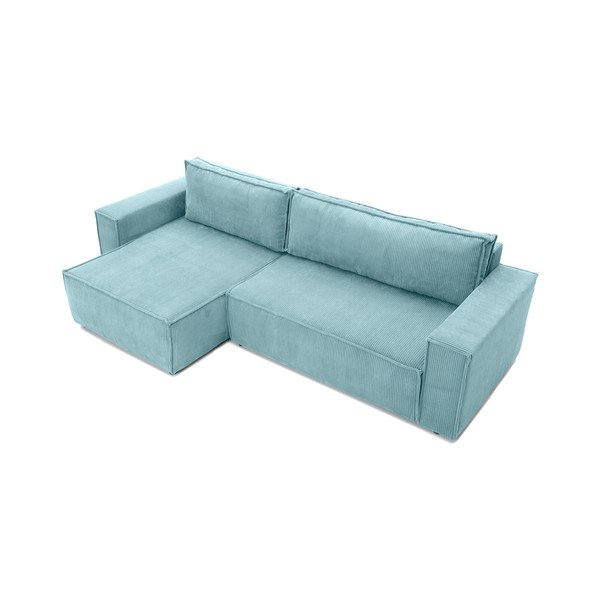 Turkusowy sztruksowy rozkładany narożnik wielofunkcyjny Bonami Selection Bowie-image-4