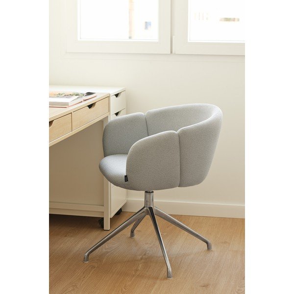 Jasnoszary tapicerowany fotel jadalniany z podłokietnikami Add – Teulat-image-1