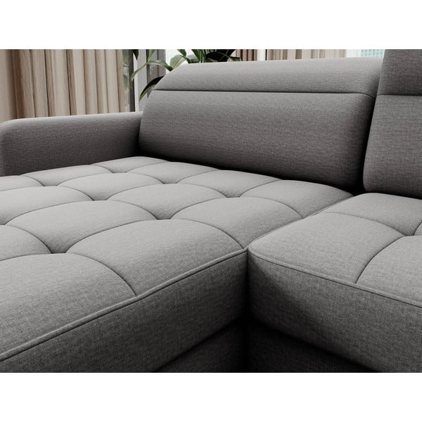 Jasnoszary aksamitny rozkładany/ze schowkiem narożnik (prawostronny/w kształcie litery U) Berrto – ELTAP-image-4