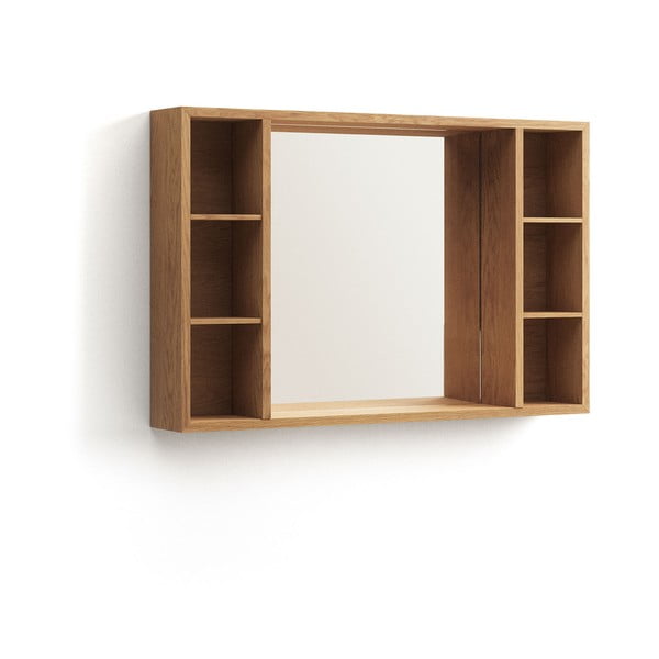 Wisząca szafka łazienkowa z litego drewna tekowego z lustrem 100x65 cm Parana – Kave Home-image-2