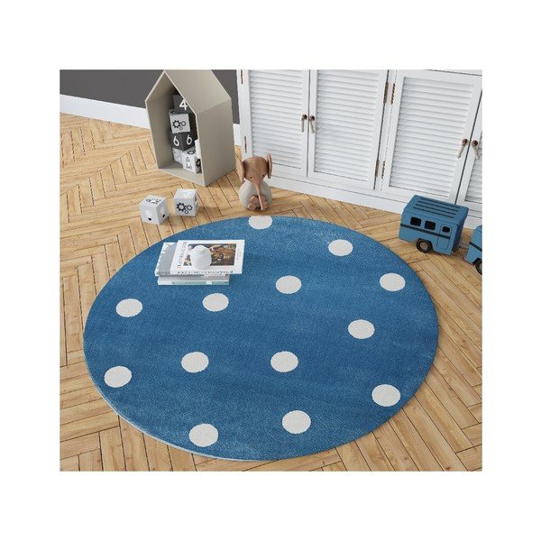 Niebieski okrągły z motywem kropek KICOTI Blue, ø 100 cm-image-2
