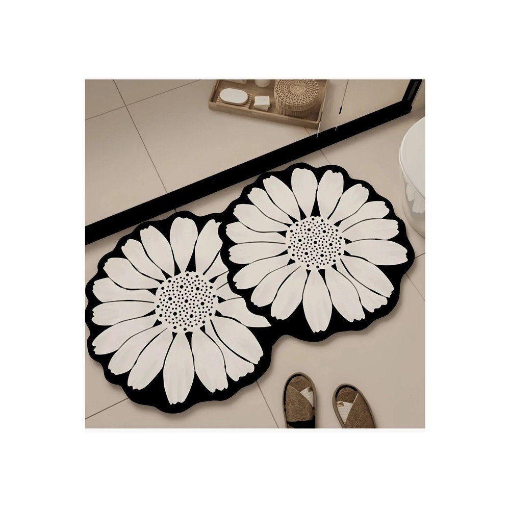 Czarno-kremowy dywanik łazienkowy 70x120 cm Flor Extrana – Foutastic (zdjęcie 3)