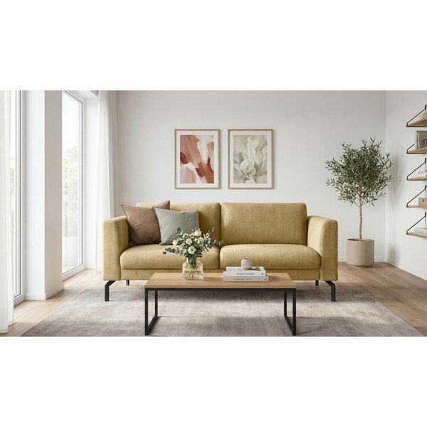 Musztardowa sofa 165 cm Gomero – Scandic-image-1