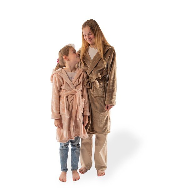 Brązowy szlafrok dziecięcy z mikropluszu w rozmiarze 134-140 Delux – Tiseco Home Studio-image-1