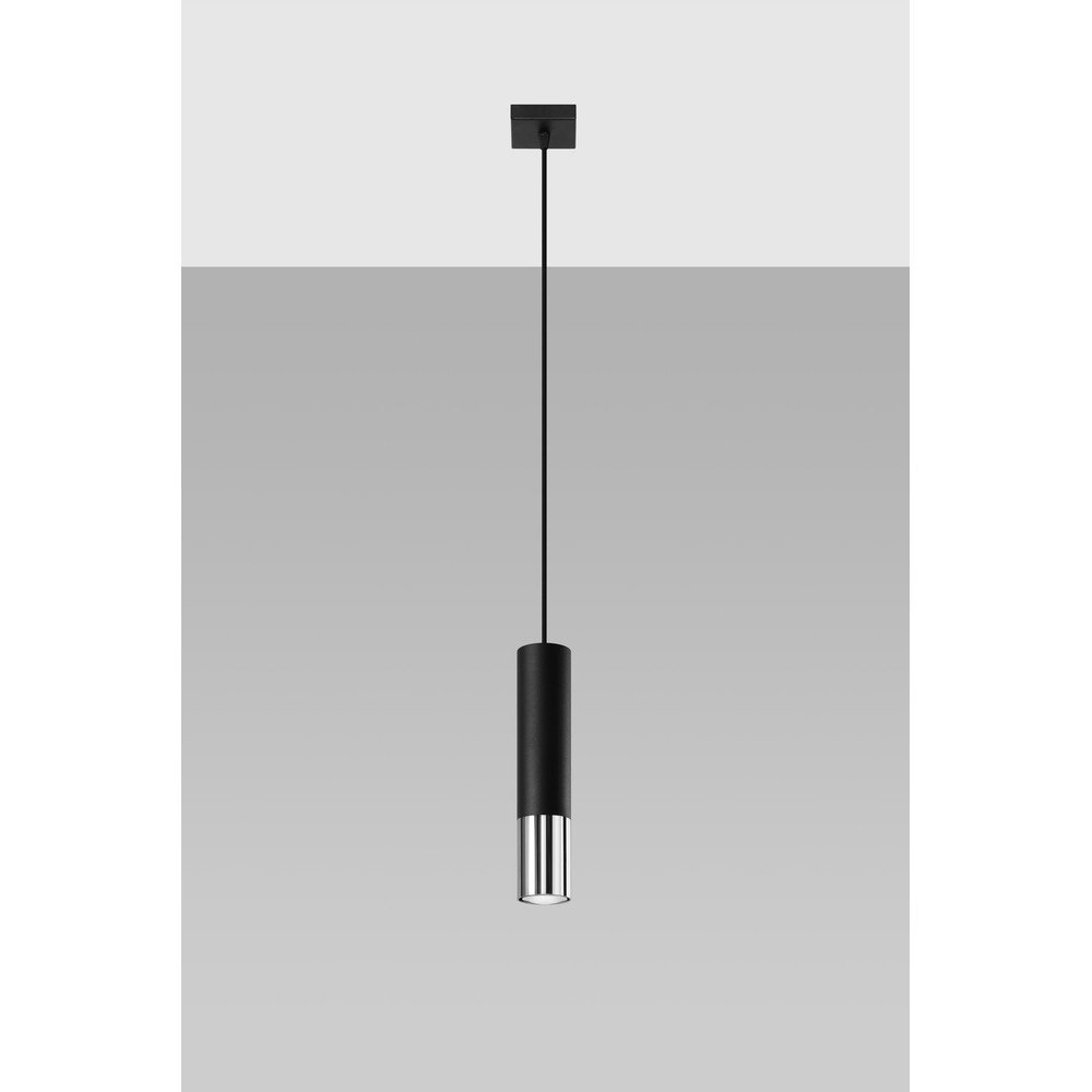 Metalowa lampa wisząca w czarno-srebrnym kolorze ø 8 cm Longbot – Sollux (zdjęcie 3)