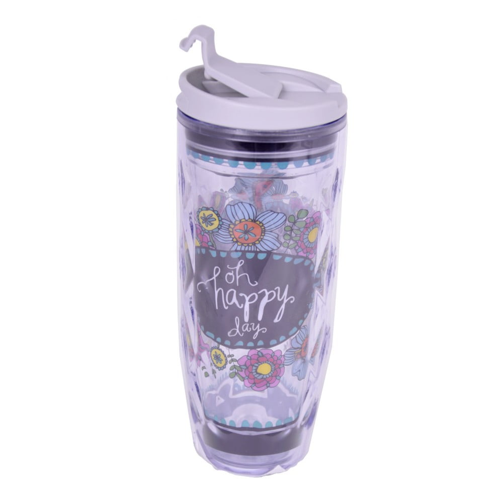 Fioletowy kubek podróżny Ego Dekor Happy, 440 ml