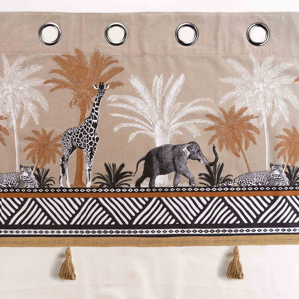 Brązowo-naturalna bawełniana zasłona 140x240 cm Kenya Lodge – douceur d'intérieur (zdjęcie 4)